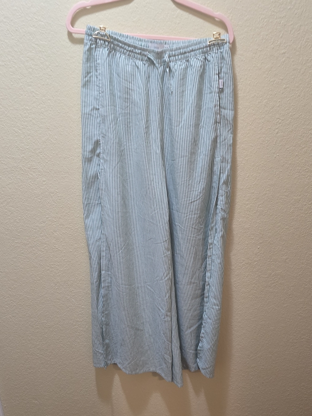 Onia Sage Green & White Stripped Beach Coverup Pants Like New